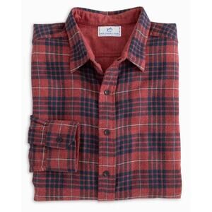 NWT Southern Tide Payton Heather Reversible Plaid Shirt Red S, M, L,XL ,2XL $135
